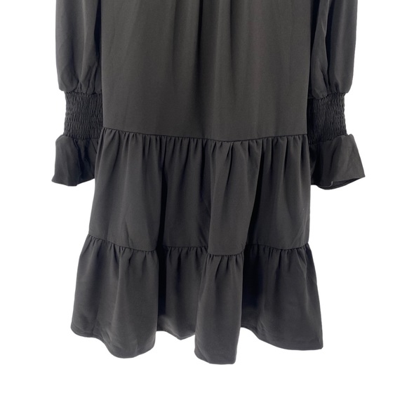 Pomander Place | Black Crepe Kenzo Relaxed Fit Long Sleeve Mini Dress Size S - Picture 9 of 12